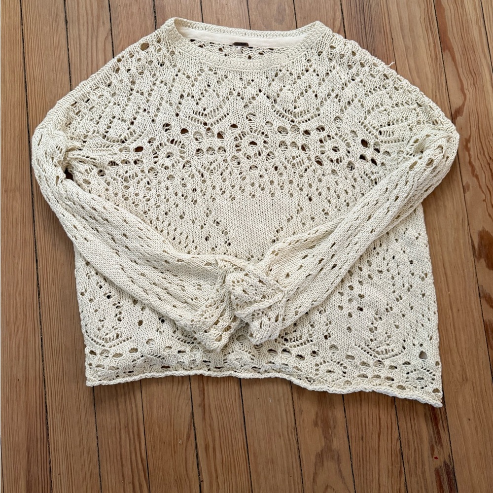 Free People Cream Knit Sweater